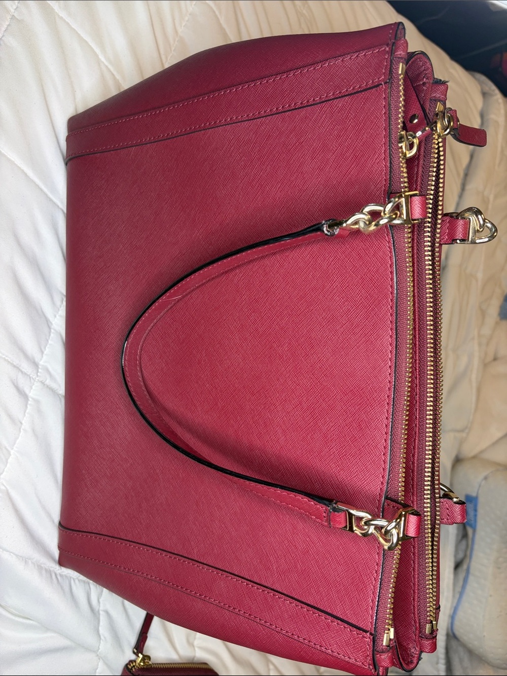 kate spade burgundy bow satchel with matching wallet - Picture 2 of 4
